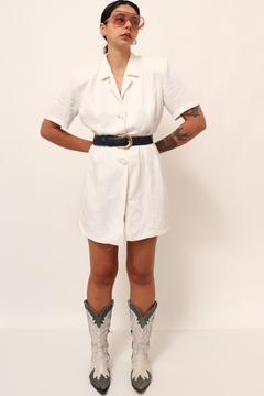Vestido branco curto estilo blazer New York - loja online
