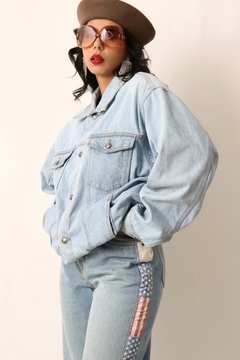 jaqueta jeans oversize longa vintage