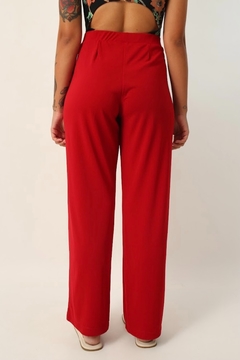 Imagem do calça vermelha cintura mega alta ampla