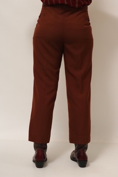 Calça marrom cintura alta polister vintage