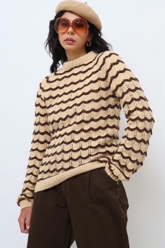 tricot bege com marrom listras 79’s - comprar online