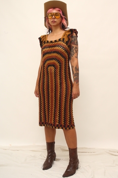 Vestido zara mangas babados crochet 70´s - loja online