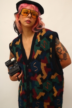 Maxi colete de tricot color vintage 80`s - comprar online