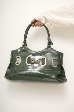 Bolsa verde verniz vintage det dourado - comprar online