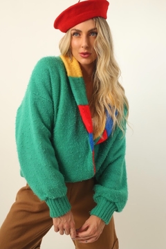 cardigan pulover verde color lego na internet