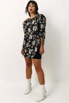 blusa vestido ombreira brilho vintage - loja online
