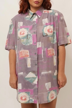 Camisa roxa levinha longa comprida 90´s