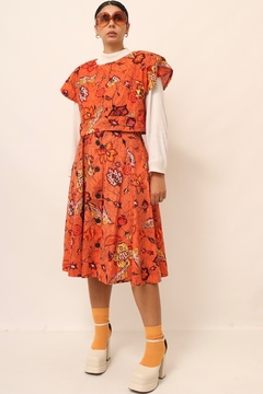 Cojunto laranja cropped + saia cintura alta - loja online