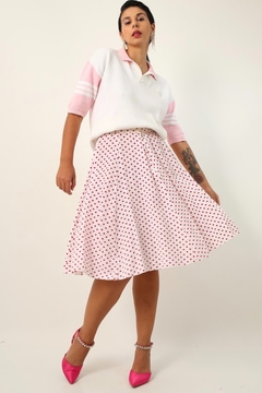 Blusa polo branca com rosa vintage - loja online