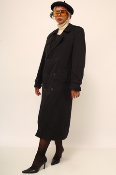 Trench coat preto classico forrado - loja online