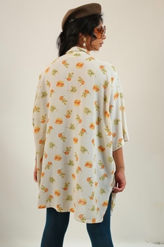 Vestido crepe camisa floral creme na internet