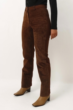 calça couro com malha marrom cintura alta - loja online