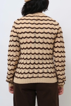 tricot bege com marrom listras 79’s - loja online