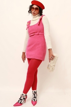 Imagem do Vestido tricot rosa PARIS fivela dourada forrado