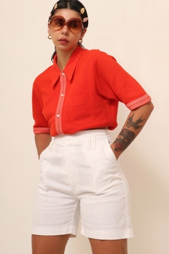 Tricot manga curta vermelha 70´s vintage - comprar online