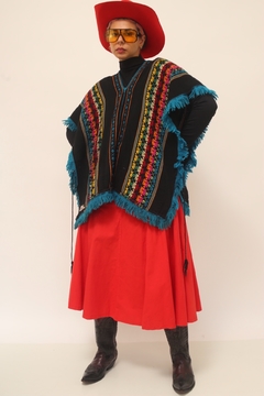 Poncho color vintage preto - comprar online