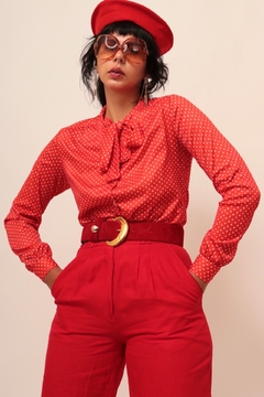 Camisa poa vermelha gravata vintage - loja online