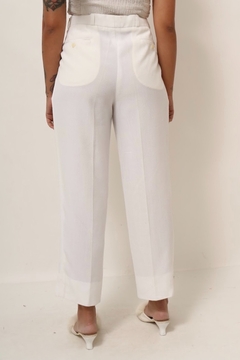 calça estilo linho cintura alta branca - comprar online