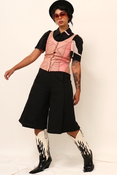 Blusa rosa 100% couro vintage recortes - loja online