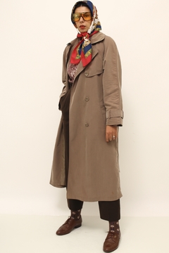 Imagem do Trench coat marrom aveludado forrado vintage
