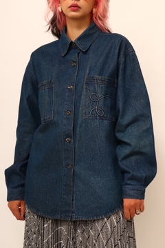 Camisa jeans bolso bordado e costas WETERN - loja online