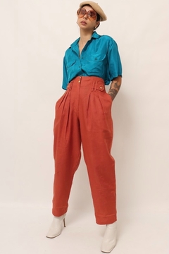calça linho cintura alta vintage - loja online