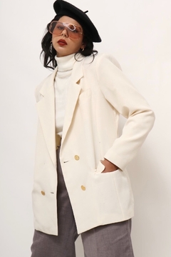 Blazer off white textura xadrez vintage