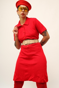 Vestido vermelho polo vintage - loja online