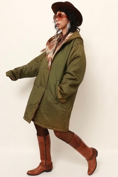 casaco acolchoado verde estampa forro - comprar online