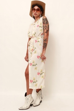 vestido floral vintage fenda frente na internet