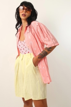 Camisa rosa acetinada ampla vintage - comprar online