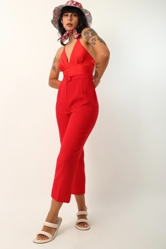 Calça vermelha cintura alta vintage - comprar online