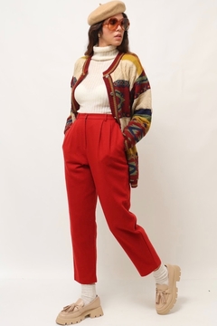 Imagem do cardigan tricot colorido vintage botao camafeu