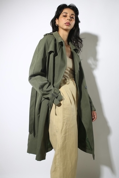 Casaco verde militar lã com poliéster forrado utilitário - loja online