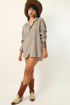 camisa pijama marrom vintage 70’s - loja online