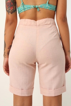 Bermuda alfaiataria rosa cintura alta - loja online