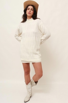 tricot gola alta vintage off white - loja online