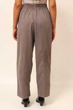 Calça cinza cintura alta listras - comprar online