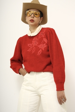 Pulover vermelho vintage ombreira - comprar online