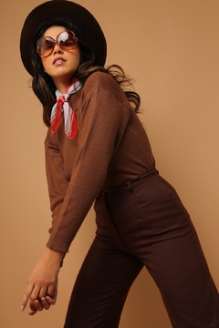 Blusa tricot marrom macia vintage - comprar online