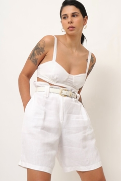 shorts linho cintura alta branco - comprar online