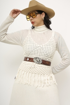 Top crochet franja vintage - comprar online