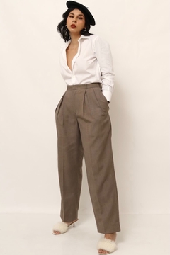 calça cintura mega alta bege vintage - comprar online