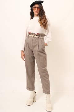 Calça cenoura lã cintura alta CINZA vintage ( PESPCTIVA) na internet