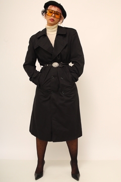 Trench coat preto classico forrado