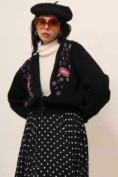 Blusa cropped tricot bordado vintage - comprar online