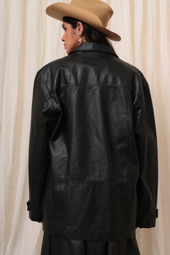 Maxi blazer 100% couro forrado preto - loja online