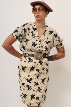 Imagem do conjunto estampado saia + blusa vintage