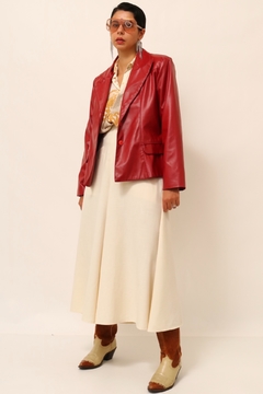 jaqueta vermelha couro fake forrada - loja online
