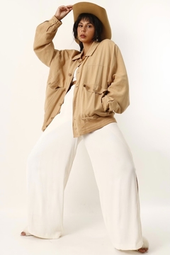 Calça esquilo branca cintura alta amarração - loja online